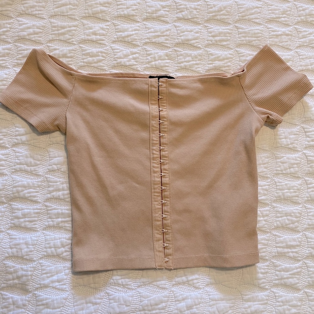 top shop off the shoulder top- cream